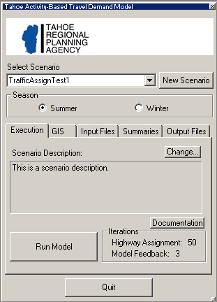 Figure 3.1. The Tahoe AB Model User Interface.